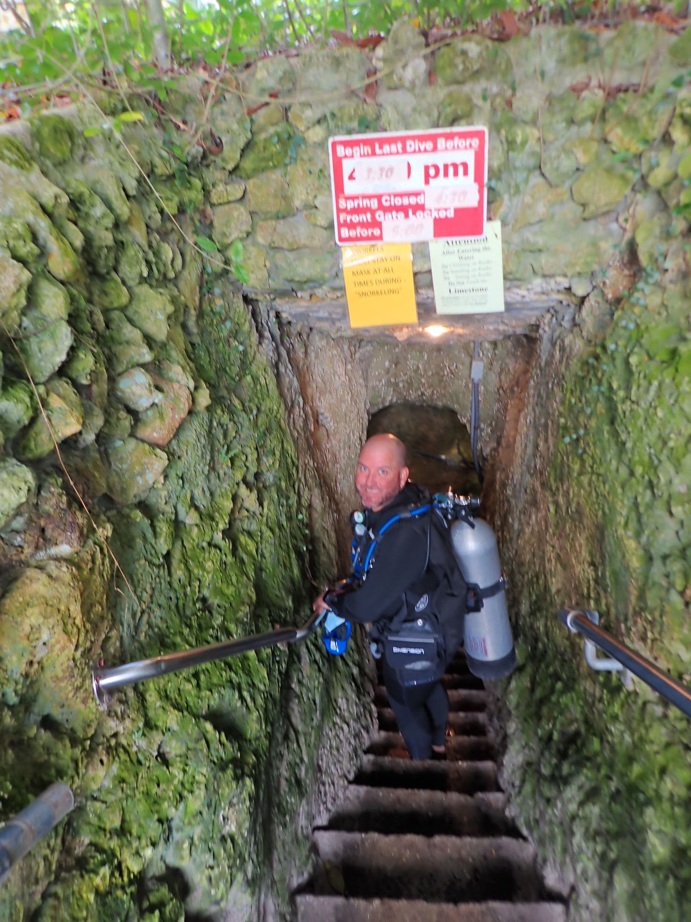 Down the stairs, tank on