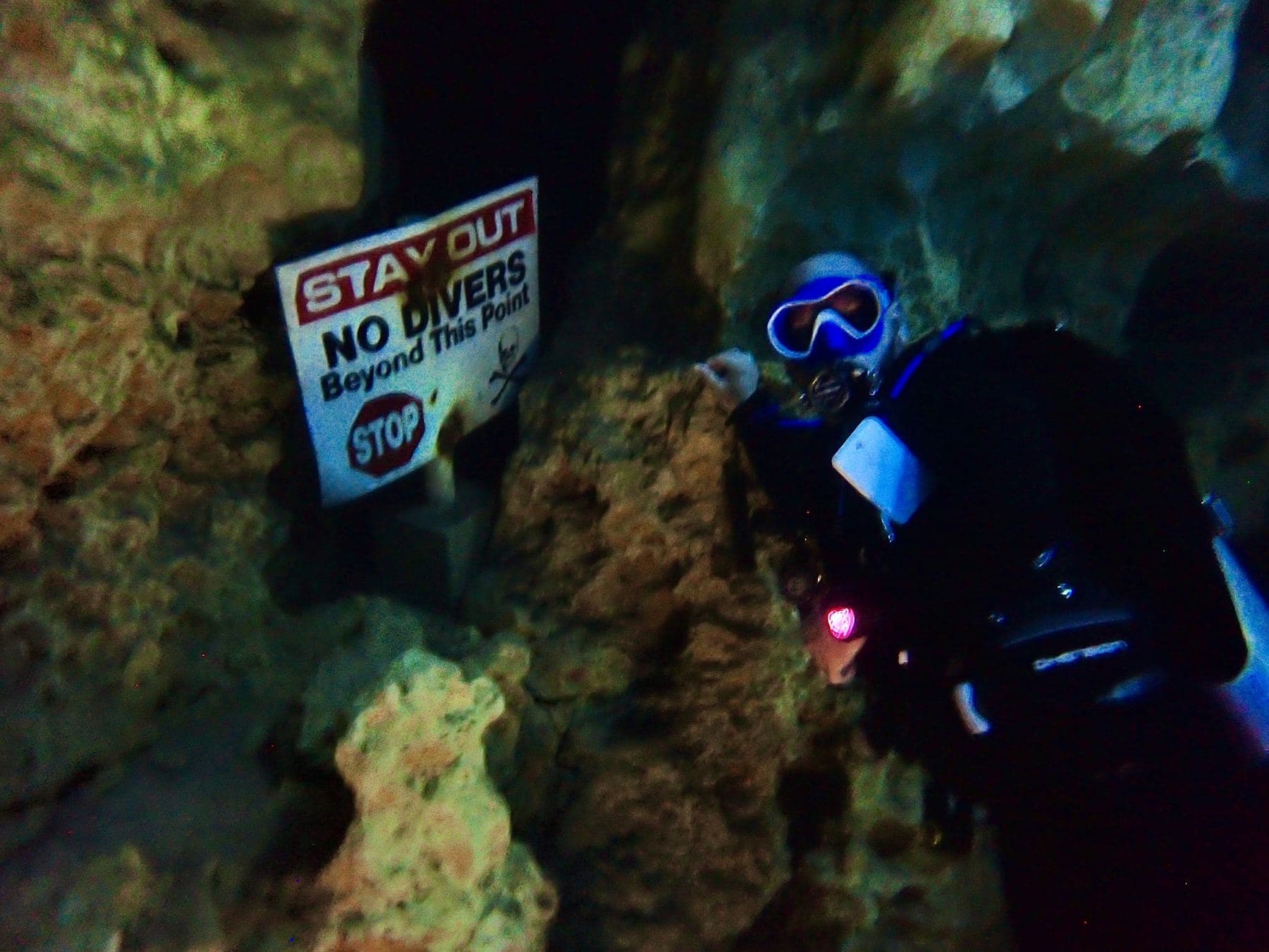 The Stay Out sign marks the edge of the open-water zone